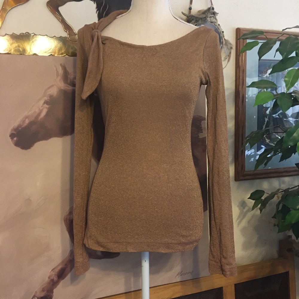 Michael Stars metallic brown long sleeve top